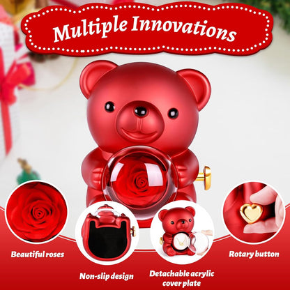 Teddy Bear with Preserved Rose